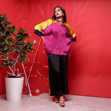 Dazzle Shirt - Dark Pink and Yellow